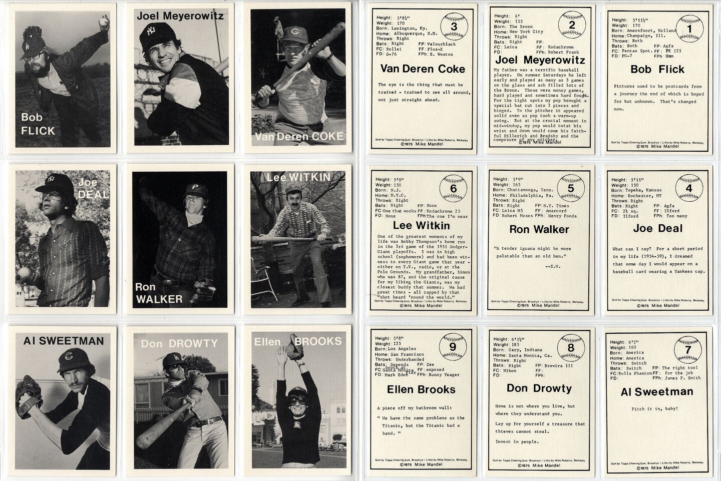 Mike Mandel: Untitled (Baseball-Photographer Trading Cards), Complete Set of 135 Cards (As New)