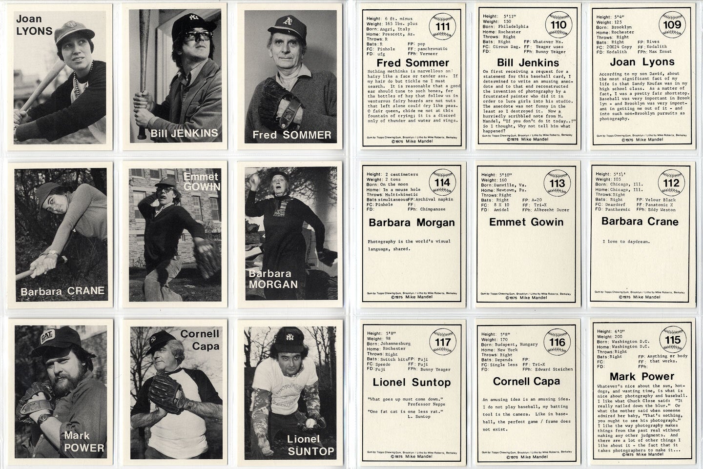 Mike Mandel: Untitled (Baseball-Photographer Trading Cards), Complete Set of 135 Cards (As New)