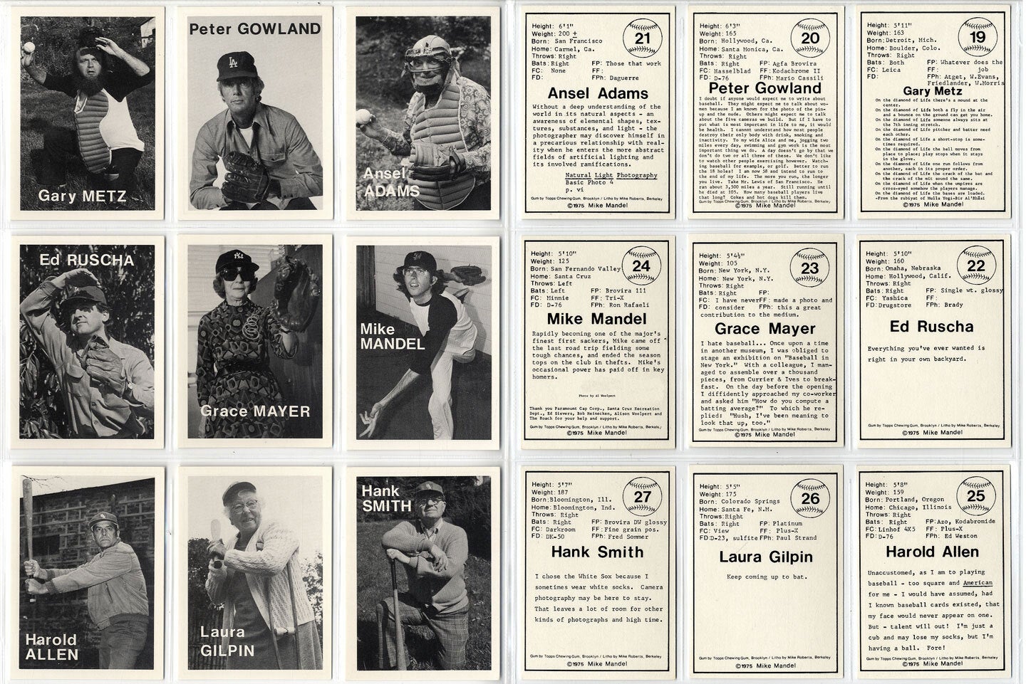 Mike Mandel: Untitled (Baseball-Photographer Trading Cards), Complete Set of 135 Cards (As New)