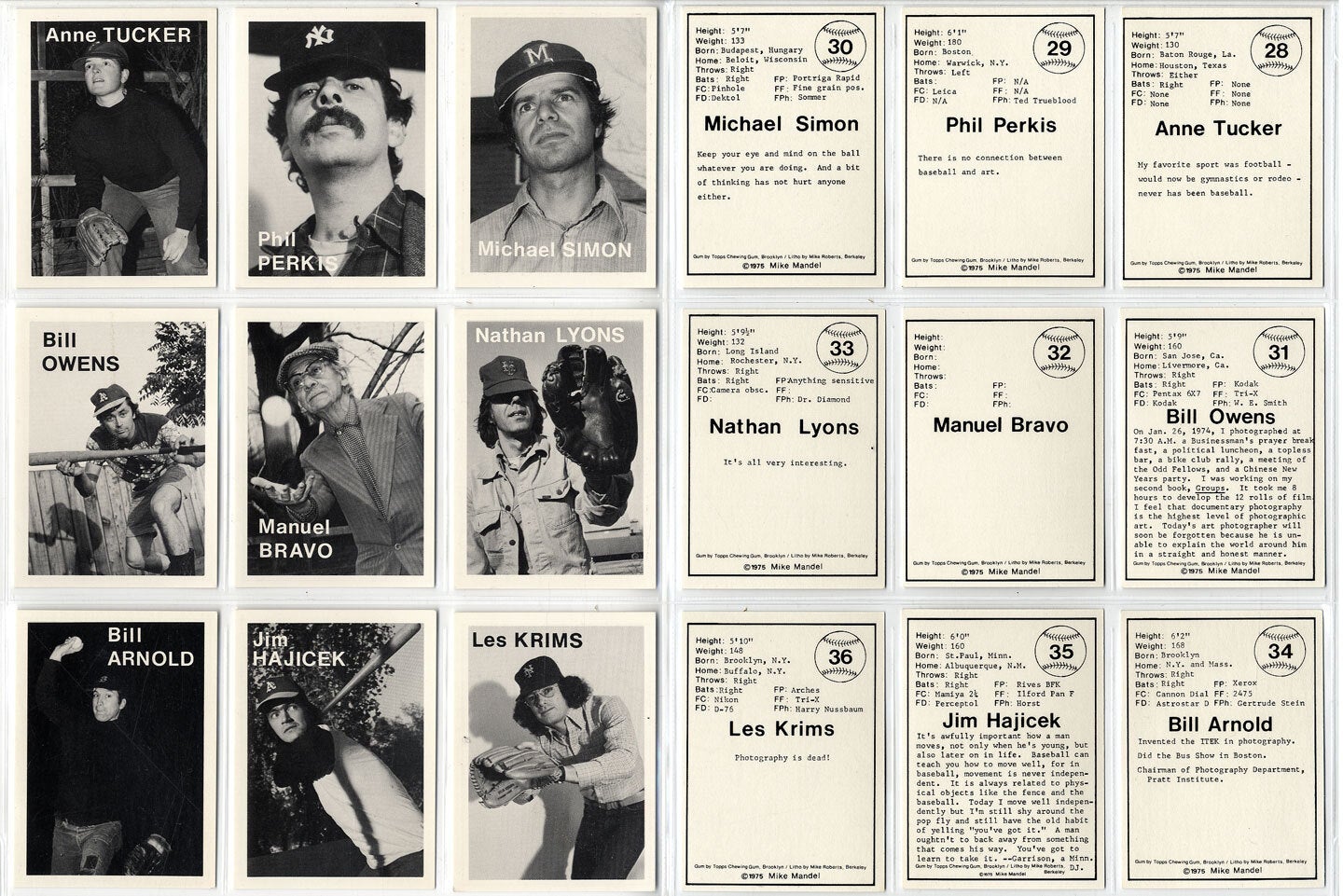 Mike Mandel: Untitled (Baseball-Photographer Trading Cards), Complete Set of 135 Cards (As New)