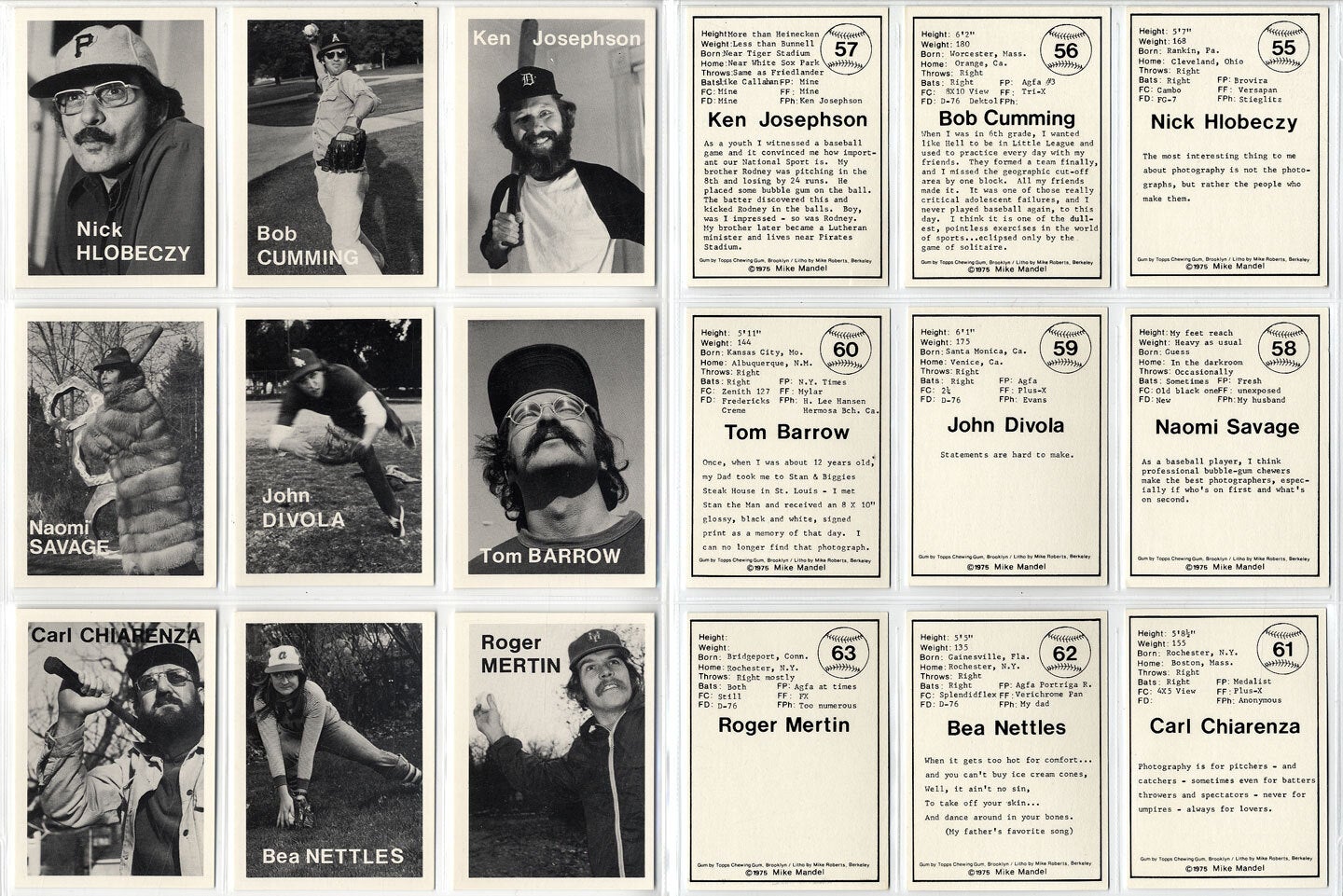 Mike Mandel: Untitled (Baseball-Photographer Trading Cards), Complete Set of 135 Cards (As New)