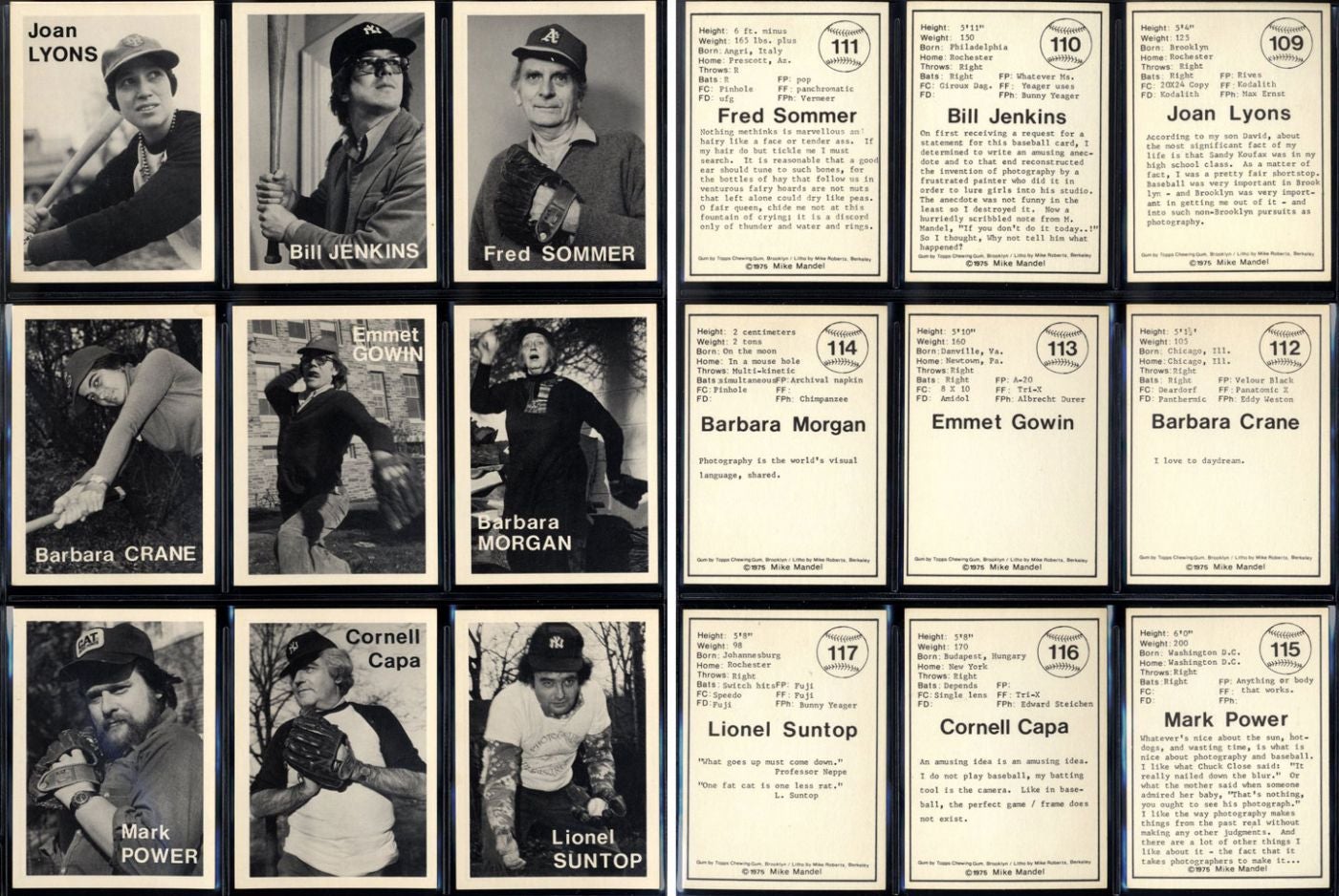 Mike Mandel: Untitled (Baseball-Photographer Trading Cards), Complete Set of 135 Cards (Fine)