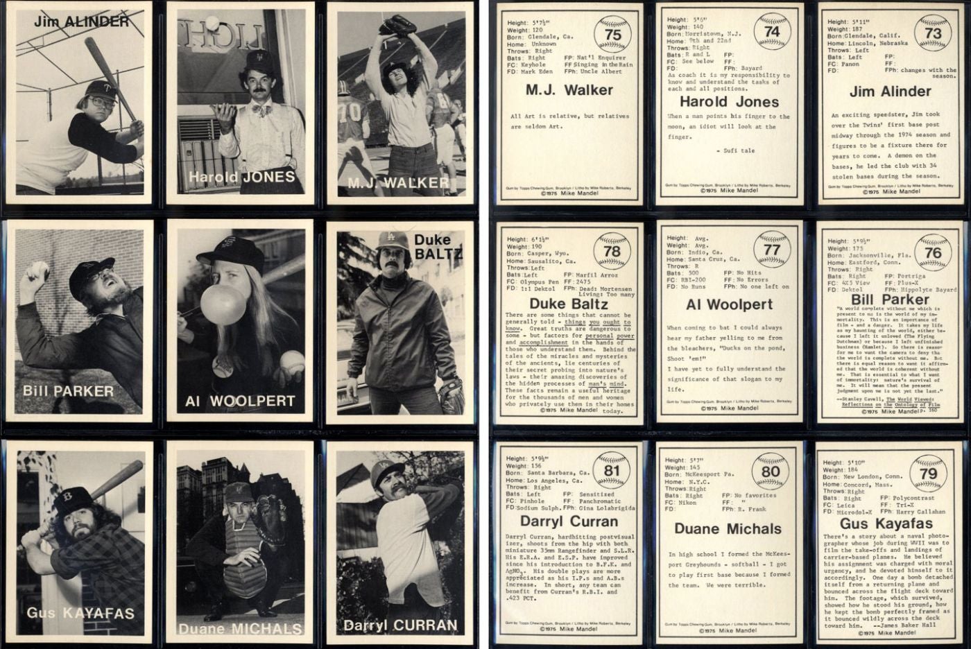 Mike Mandel: Untitled (Baseball-Photographer Trading Cards), Complete Set of 135 Cards (Fine)
