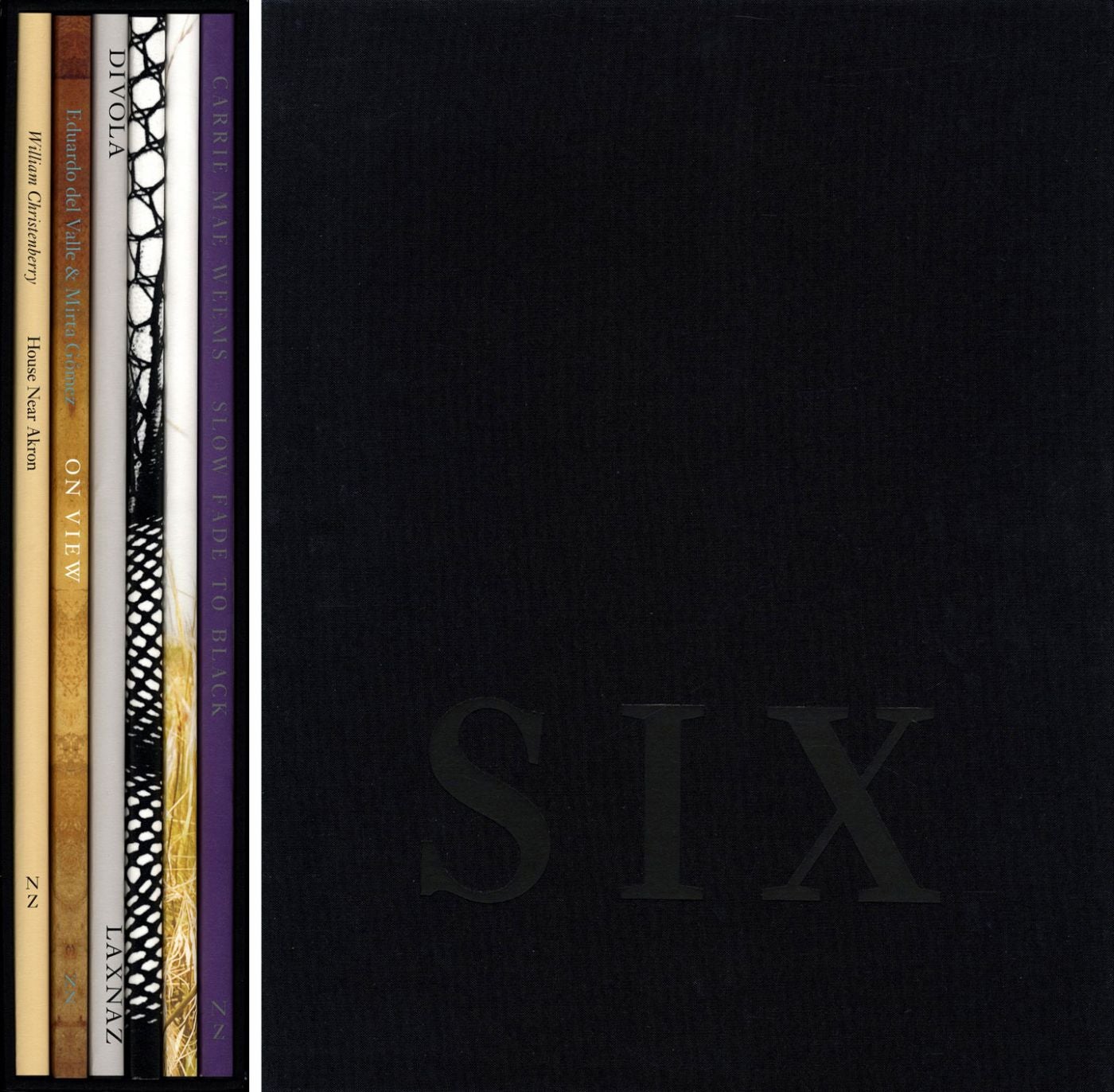 Nazraeli Press Six by Six (6 x 6) Subscription Series: Set 3 (of 6), Limited Edition (with 6 Prints): William Christenberry: House Near Akron; Eduardo del Valle & Mirta Gómez: On View; John Divola: LAX NAZ: Los Angeles International Airport Noise Abatement Zone (Exterior Views), 1975; Daido Moriyama: Fishnet; Karin Apollonia Müller: Timber Cove; Carrie Mae Weems: Slow Fade to Black