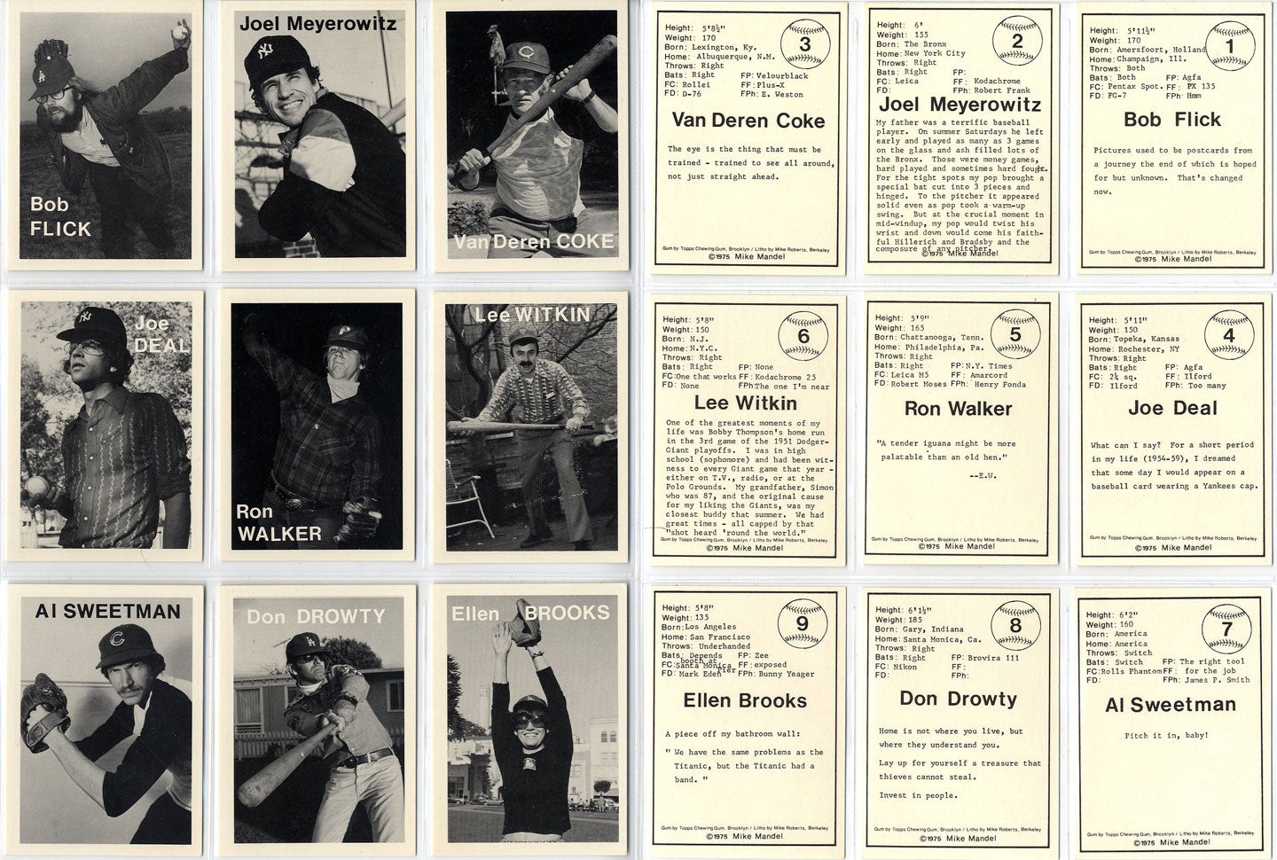 Mike Mandel: Untitled (Baseball-Photographer Trading Cards), Complete Set of 135 Cards (Near Fine)