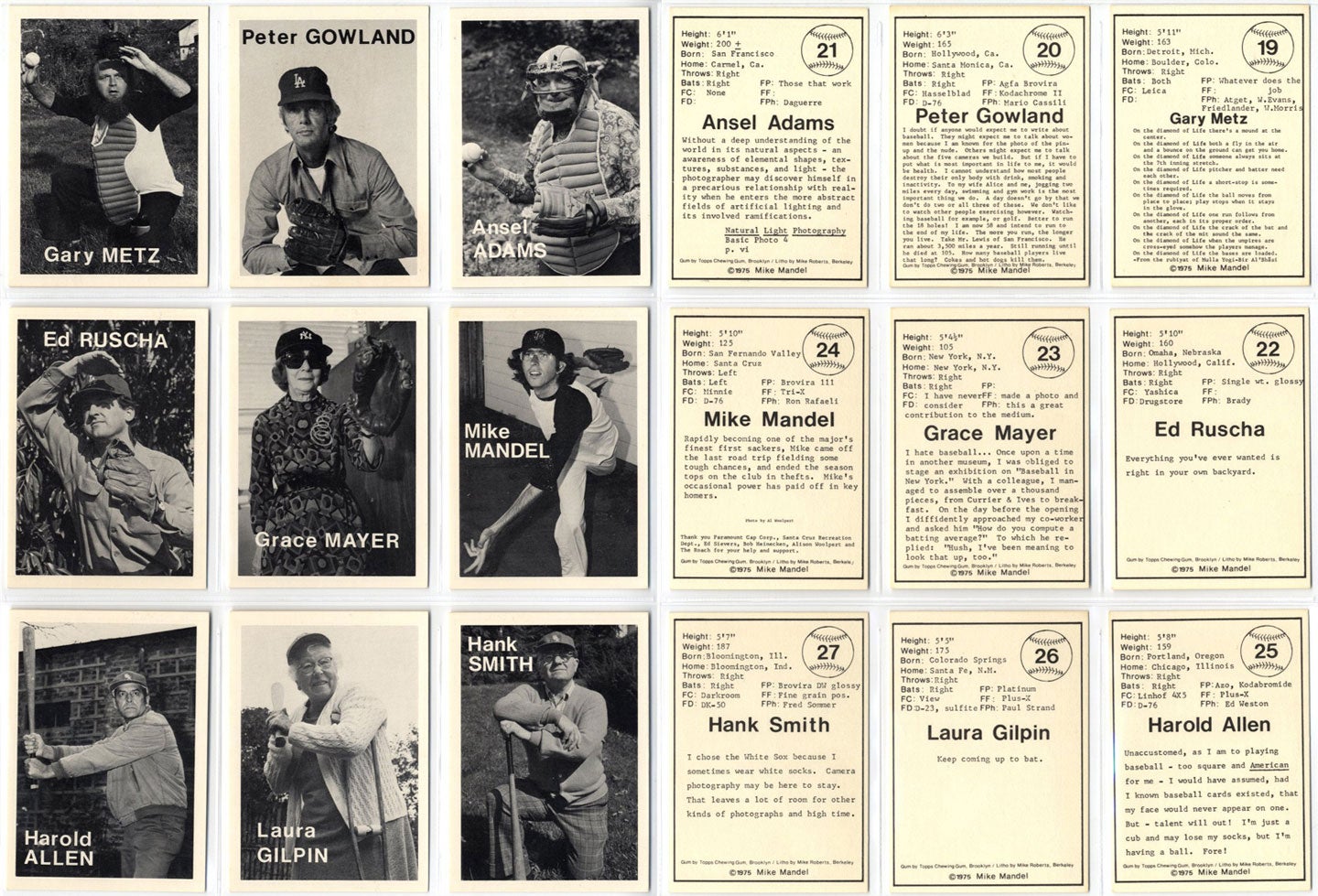 Mike Mandel: Untitled (Baseball-Photographer Trading Cards), Complete Set of 135 Cards (Near Fine)