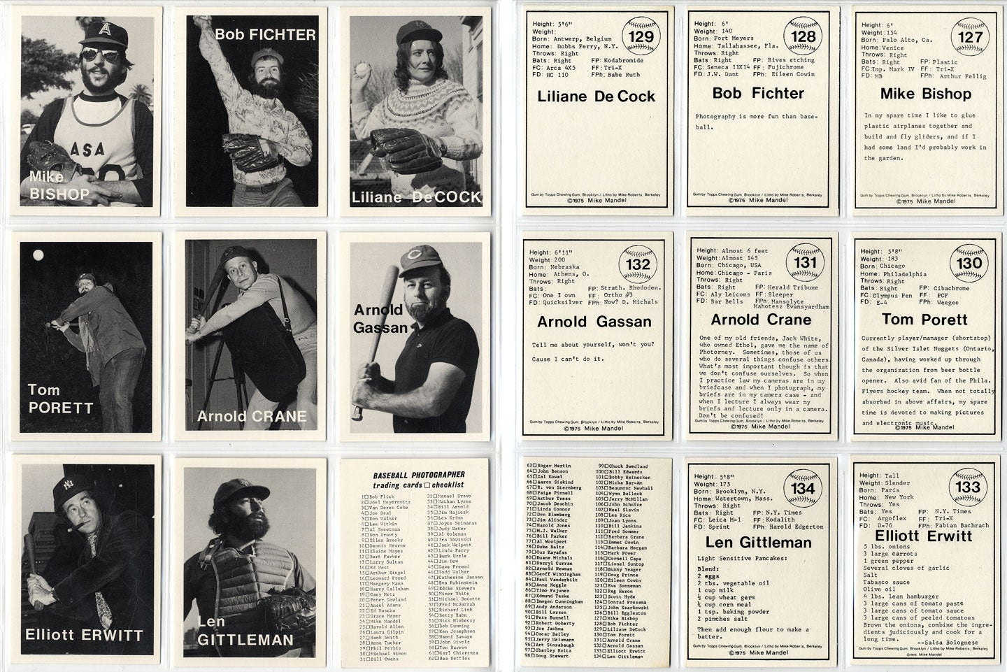 Mike Mandel: Untitled (Baseball-Photographer Trading Cards), Complete Set of 135 Cards (As New) [SIGNED by Mandel]